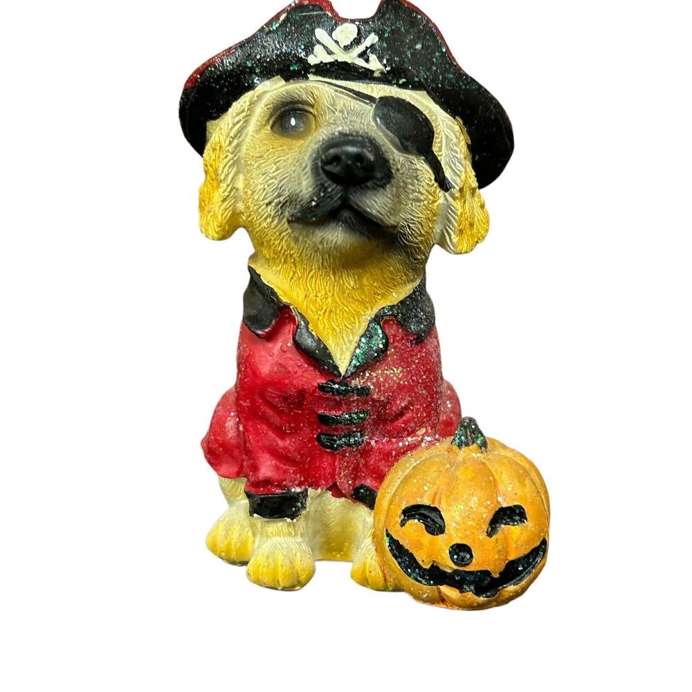 Halloween Pirate Puppy/Dog with Jack O Lantern, Eye‎ Patch, And Hat. 4' " Tall